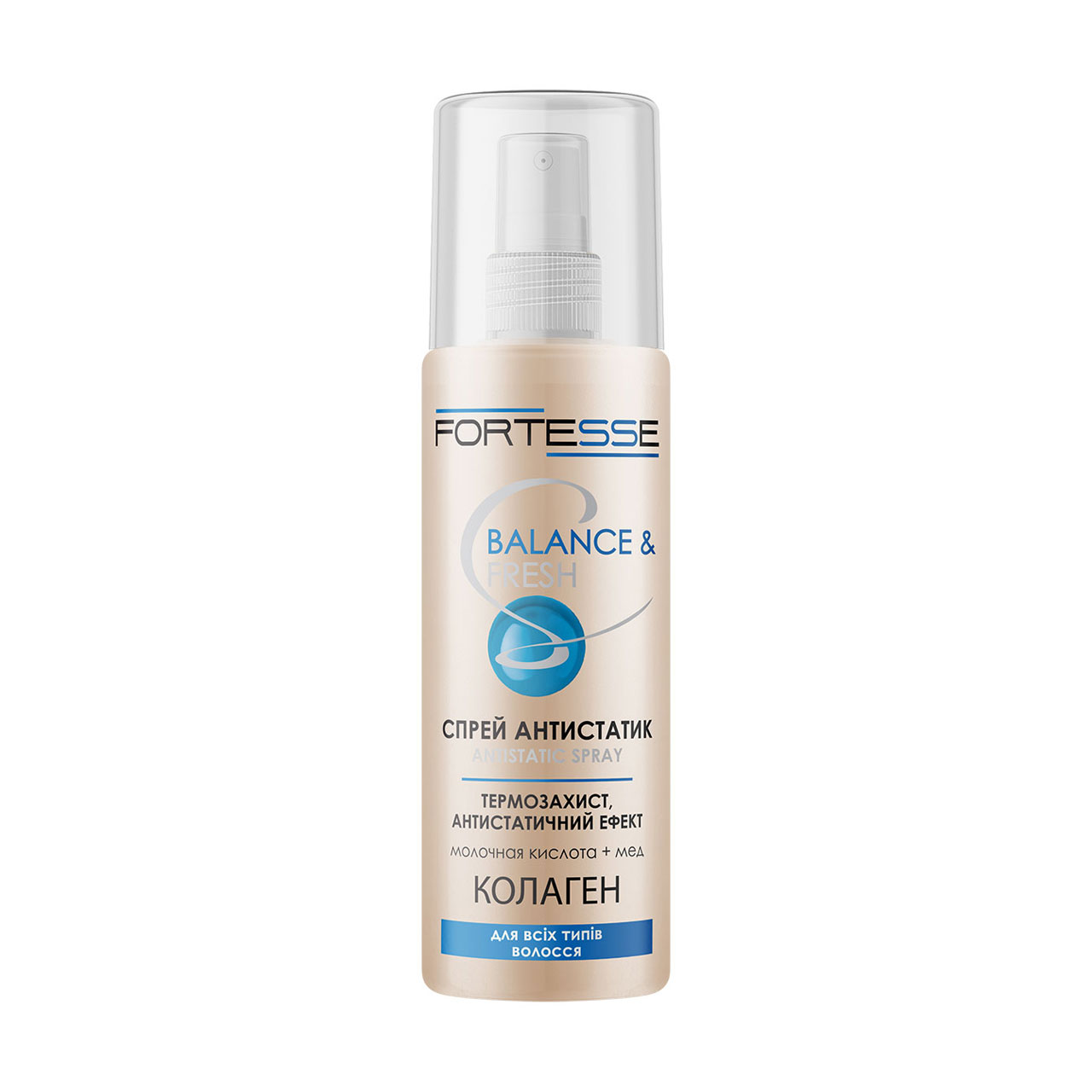 Cпрей-термозахист Fortesse Professional Balance &amp; Fresh Antistatic Spray для всіх типів волосся, з антистатичним ефектом, 150 мл